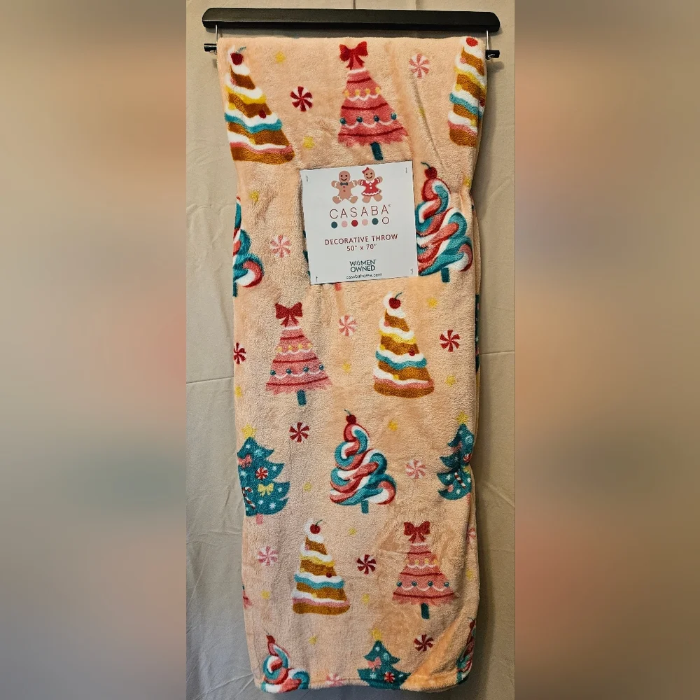 Candy Christmas Trees Throw Blanket NWT